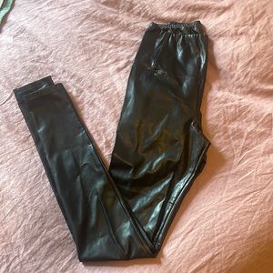 Vegan leather high rise pants
